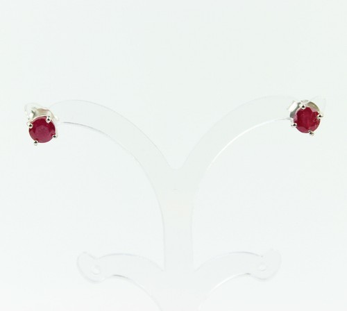 Pendientes de rubí noble en plata 925 redondos de piedras preciosas rojo regalo real - Imagen 5 de 7