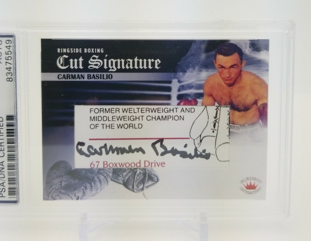 Carmen Basilio Cut Auto Signature Element Authentics Boxing Legend Card PSA Auth view 2