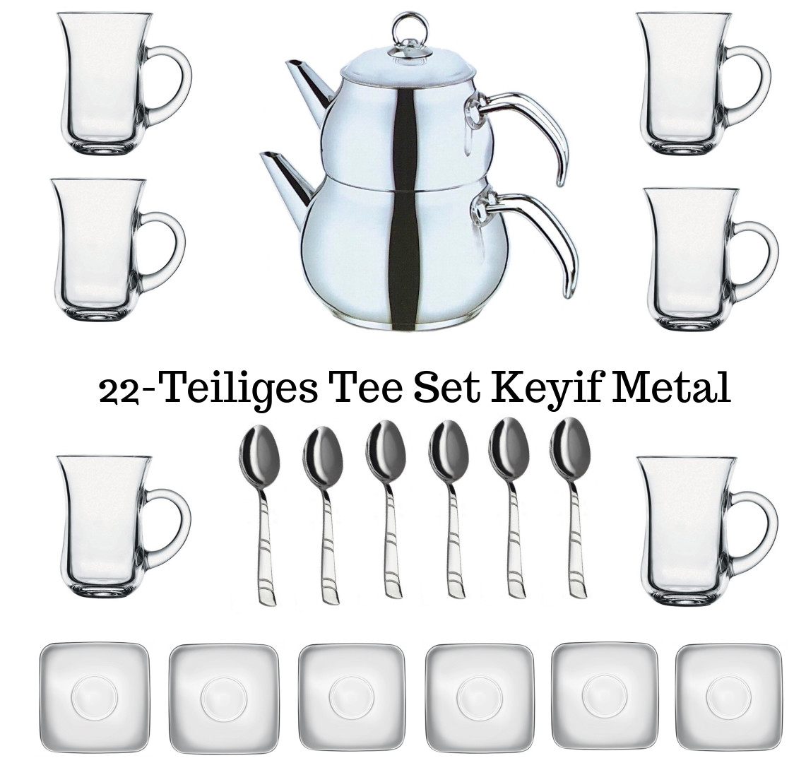 Türkisches Tee Set Teekannenset 22-tlg. Induktion Teegläser Besa mit Metal Griff | Erste Qualität
Türkisches Tee Set Teekannenset 22-tlg. Induktion Teegläser Besa mit Metal Griff | Erste Qualität