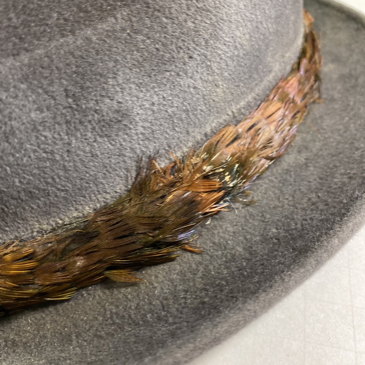 Vtg Charles Knox Hatter Felt Fedora Hat Black W/ Feather Band 7 1