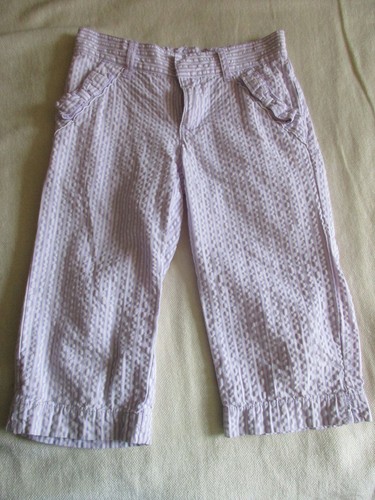 EUC/VGUC 5/6 Gymboree Daffodil Garden Tank/Capri Pants Purple/Yellow Seersucker - Picture 4 of 5