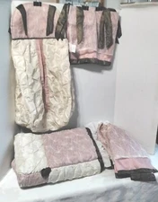 Cocalo Baby Daniella Nursery Crib Bedding Set Pink Mauve Brown Ivory 4 Pieces