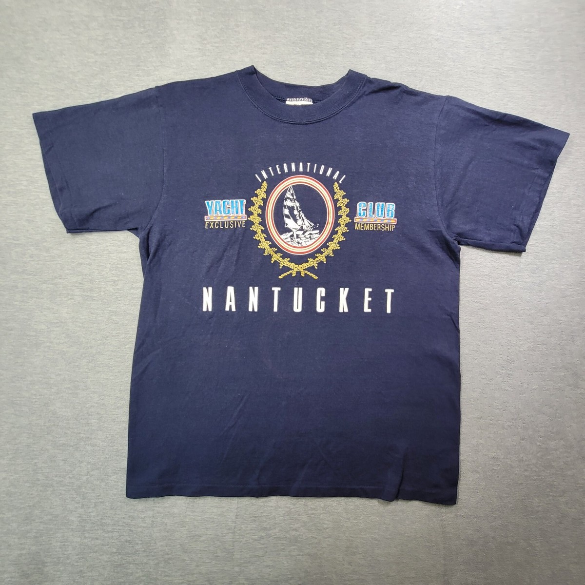 Vintage Genius Nantuckit Yacht Club T Shirt Mens Medium Navy