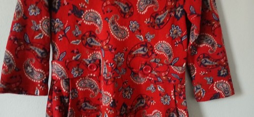 Roman Size 10 Red Paisley Pattern Dress With Pockets/ Warm/ Winter Dress - Picture 10 of 10