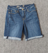 Seven 7 Jean Shorts Womens 8 Dark Wash Bermuda Walking Denim Mid Rise Cuff