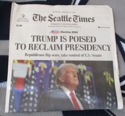 DONALD TRUMP NOV 6TH 2024 ELECTION WINNER FULL NEWSPAPER THE SEATTLE TIMES FS