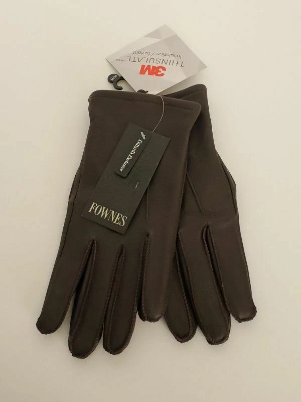 MEN'S FOWNES BROWN LEATHER THINSULATE GLOVES SIZE MEDIUM NWT $