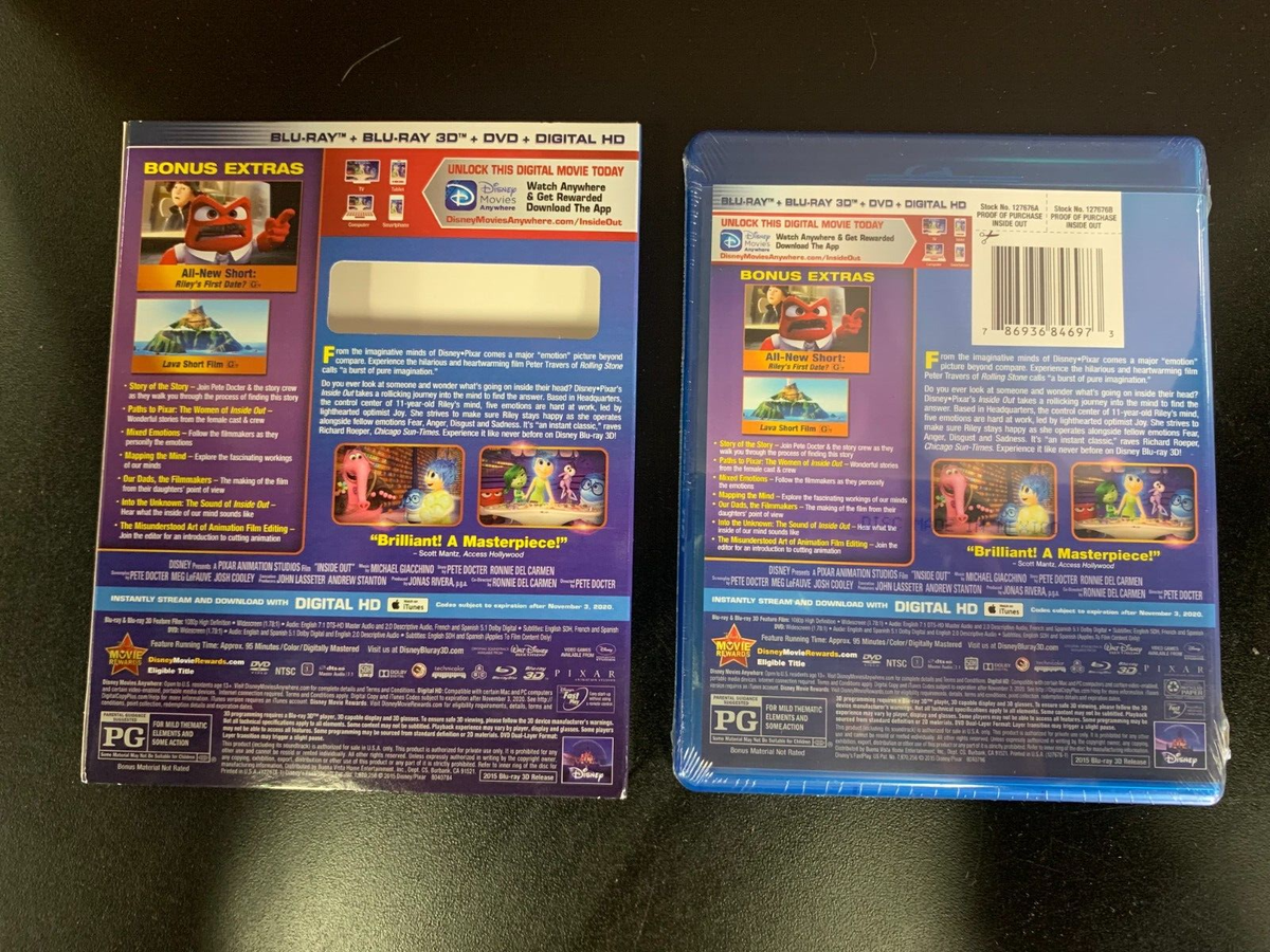 Inside Out (Blu-ray/Blu-ray 3D/DVD - 2015) 786936847703| eBay