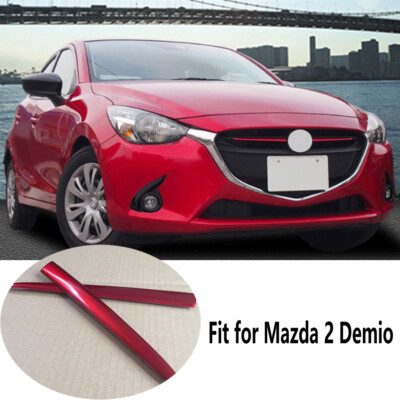 Red Front Central Grille Inserts Cover Trim For 2015-2019 Mazda 2 Demio DJ DL