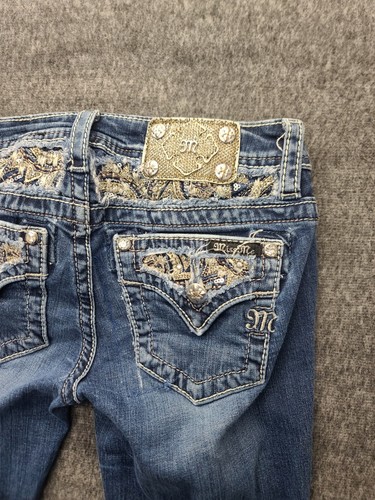 Miss Me Jeans Girls 14 25x30 Skinny Fit Ankle Cut Low Rise Distressed Rodeo - Picture 12 of 15