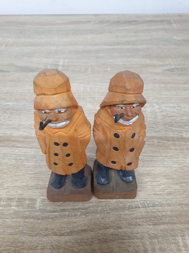 Vintage Hand Carved Wooden Sea Captain & Fisherman Sailor Nautical Figurines - Picture 5 of 7