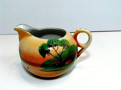 NORITAKE SUGAR BOWL 6" & CREAMER 5" LAKE HOUSE MOTIEF JAPAN RARE/RETIRED/ANTIQUE - Picture 8 of 8
