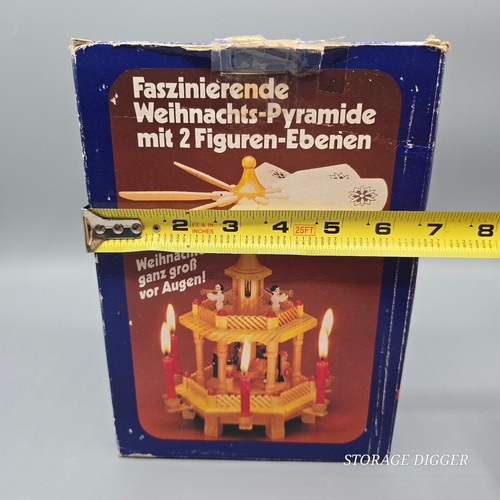 Vintage Weihnachts Pyramide German Christmas Nativity Wooden 2 Tier Carousel 10" - Picture 11 of 12