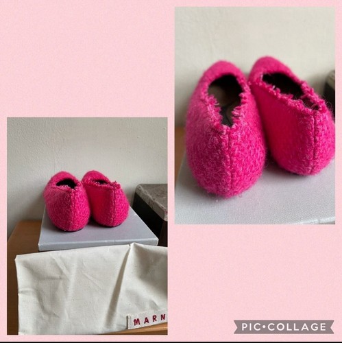 MARNI PINK TWEED LEATHER FLAT SHOES ITALY SIZE 7 - Picture 10 of 12