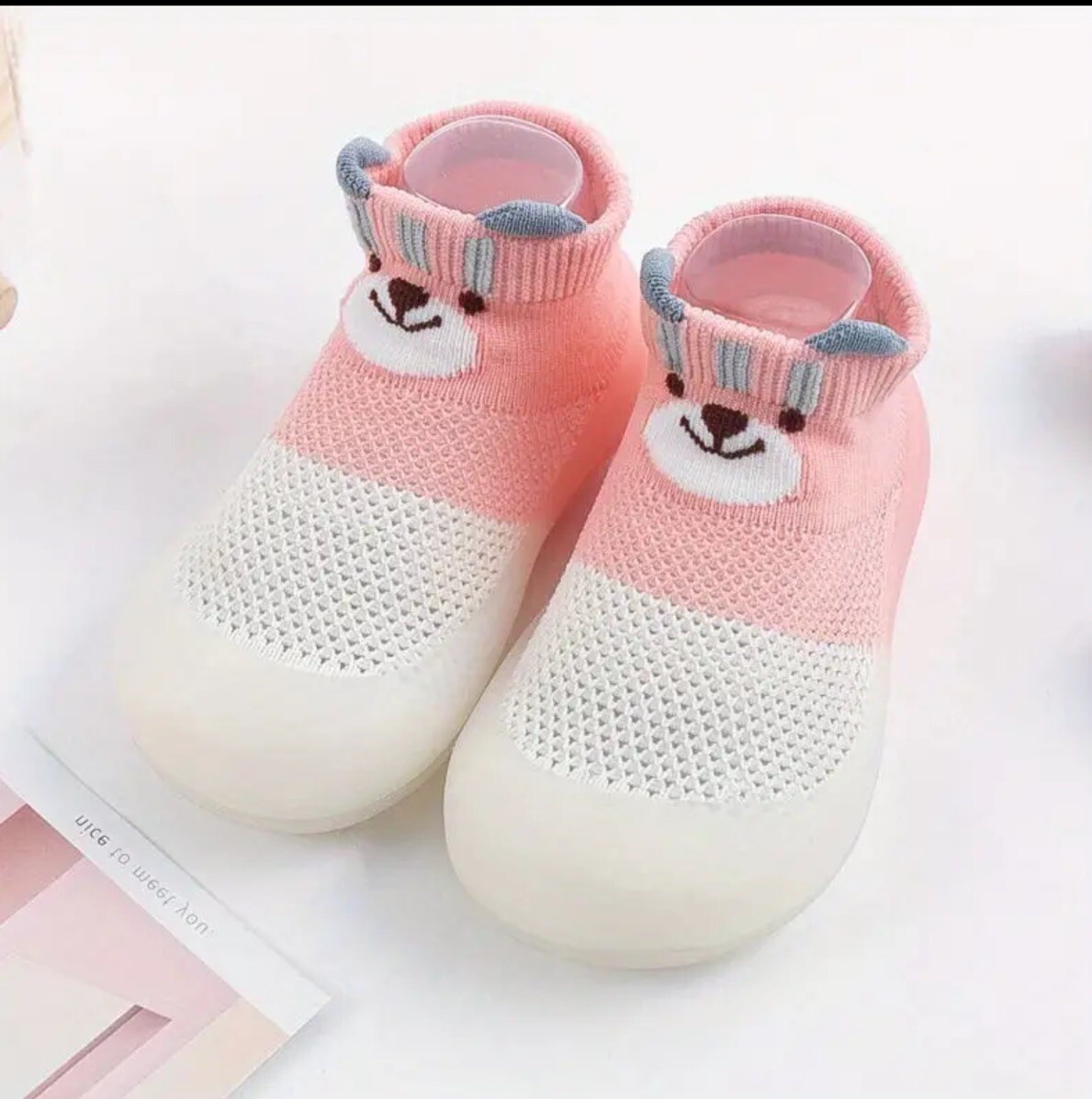 SAOLA Calzini scarpe in gomma morbida maglia alla caviglia suola estiva per bambini ragazze. Taglia 7 5