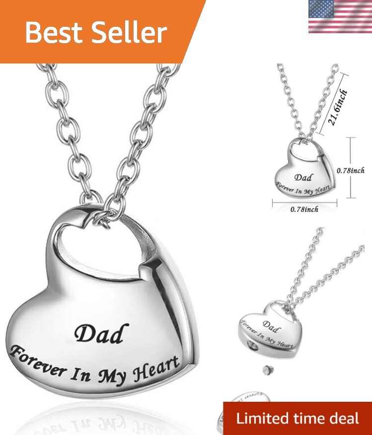 Elegant Forever in My Heart Memorial Ashes Keepsake Necklace