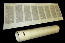 SMALL & RARE SCROLL TORAH BIBLE MANUSCRIPT VELLUM  100-150 years old from Italy.