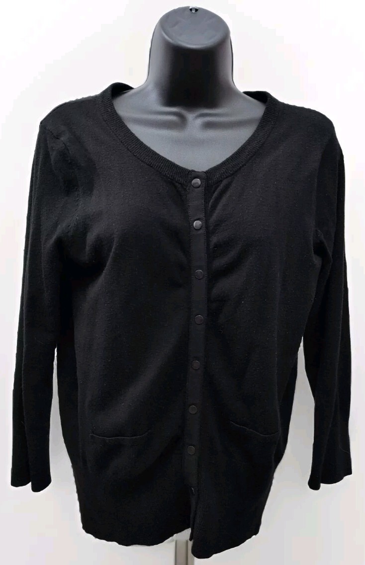 Grace Elements Button Front Black Sweater Size Me… - image 1
