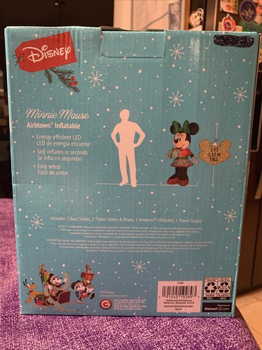 Disney Minnie Mouse Sosteniendo Regalo 5 pies Inflable Navidad Nuevo - Imagen 4 de 4