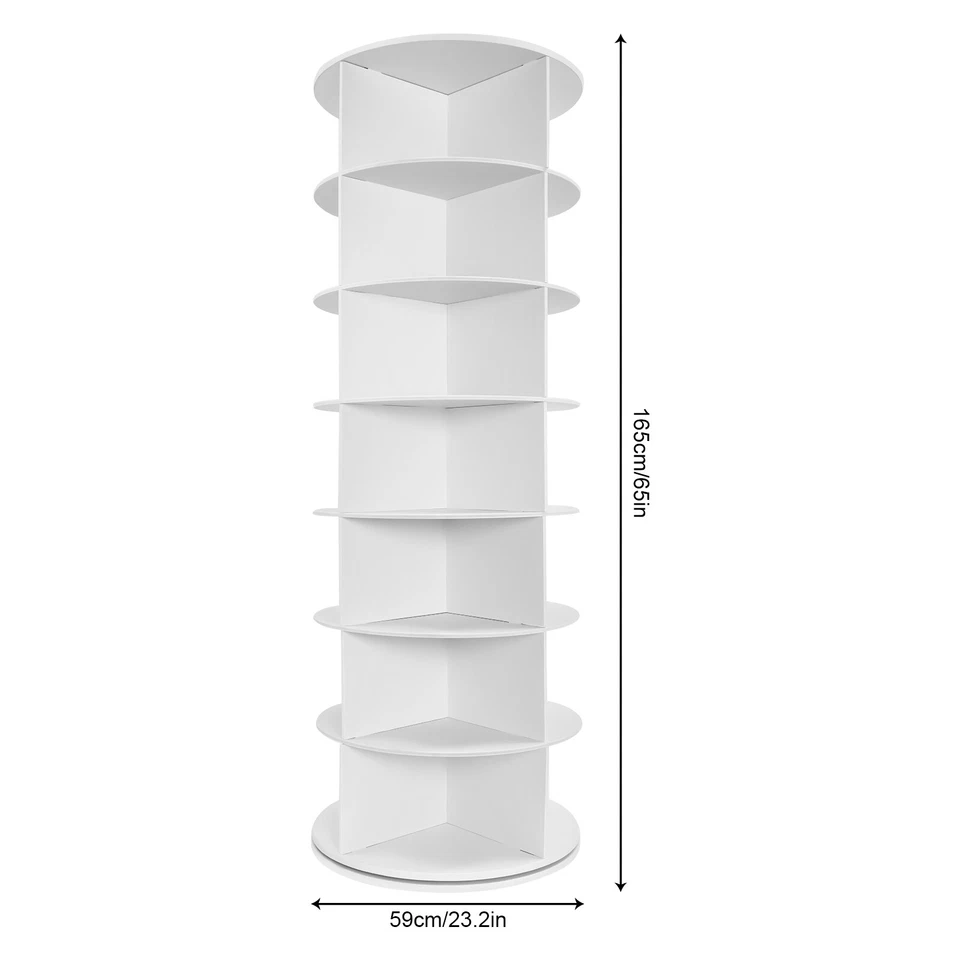 Rotating Shoe Rack Tower 7 Tier Organizer, Revolving 360 White Shoe Rack Storage - Image 3 of 4