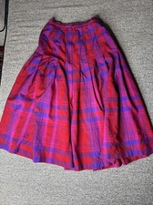 Vintage Miss Pendleton Plaid Skirt 25  Waist 100 Virgin Wool Red Purple Pink
