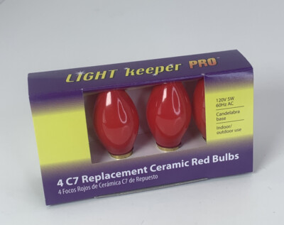Light Keeper Pro C7 Replacement Bulbs Ceramic Red 4 Count Christmas Weddings