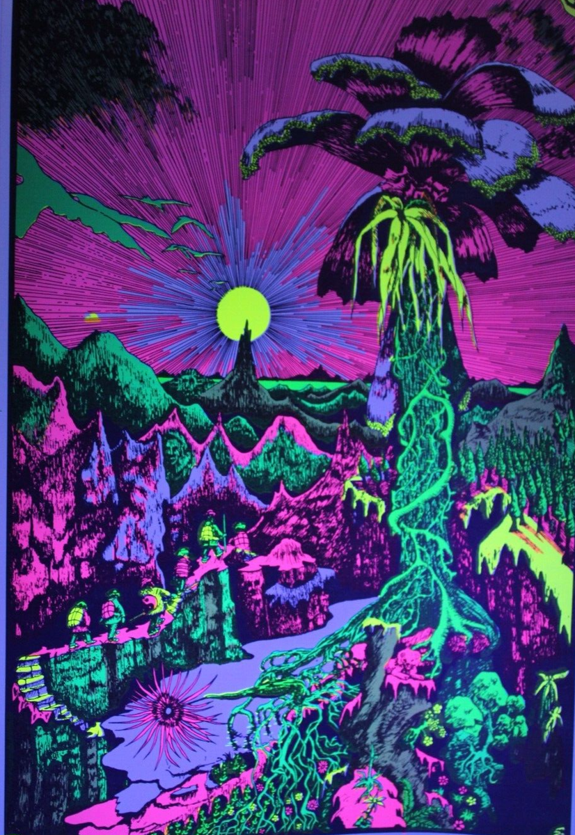 LOST HORIZON BLACKLIGHT POSTER VTG 1970's 11x17 TRIPPY Psychedelic