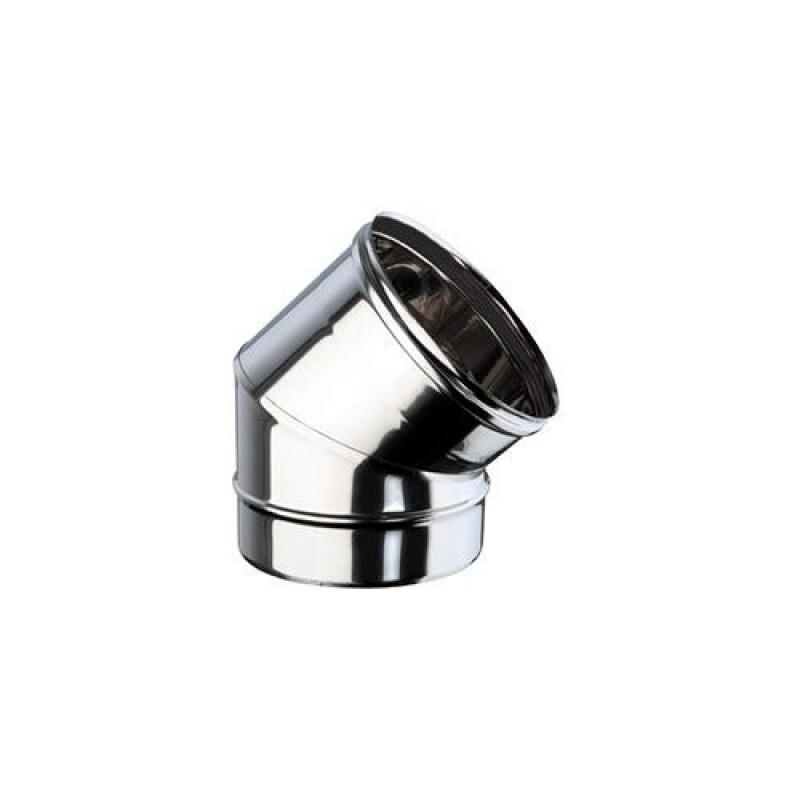 Coude 45° simple paroi acier inoxydable 120 mm - Idéal pour poêle à bois