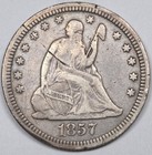 1857 Liberty Seated Silver Quarter Us Coin / 25C / Circulated Scratched