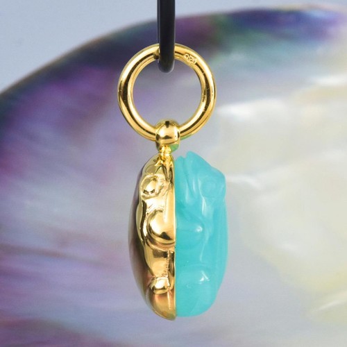Rana Colgante Azul Calcedonia & Vermeil Chapado en Oro Sobre Plata de Ley 7.65 G - Imagen 10 de 12