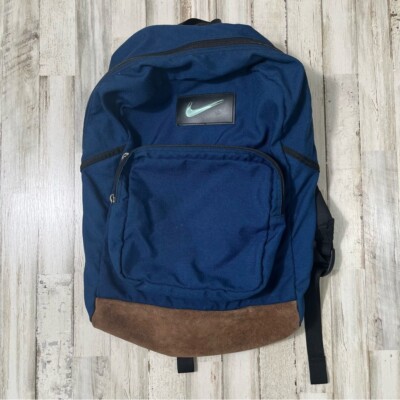 Vintage Y2k Nike Navy Blue Suede Double Zip Backpack Unisex