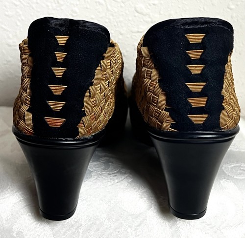 BERNIE MEV "Chesca" 40 Eur - 10 US BRONZE Woven Stretch ANKLE BOOT + 3" Heel - Picture 7 of 8