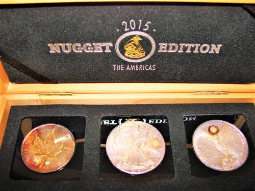 SilberMünzen 0,999 The Americas Gold Nugget 2015 3 x 1oz-Kanada/USA/Mexiko RAR - Picture 2 of 11
