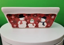 Mini Ceramic Loaf Pan Christmas/Holiday Pan Baking Dish Snowman 6 X 3.5 X 2