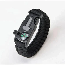2x Emergency & Survival Paracord Bracelets (Black) | 6 in 1 | Ships From USA