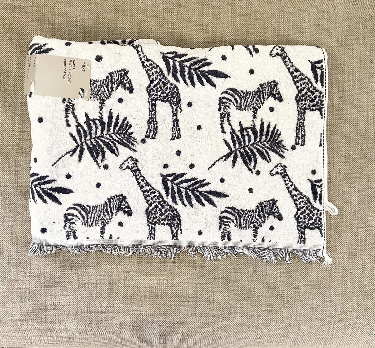 NEXT Safari Bath Towel animal Giraffe Zebra Print Nursery Kid Baby