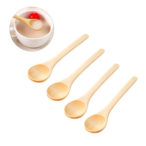 10PCS Wooden Spoons Natural Long Handle Stirring Spoons Pudding Honey Tea Spoons - Bild 10 von 11