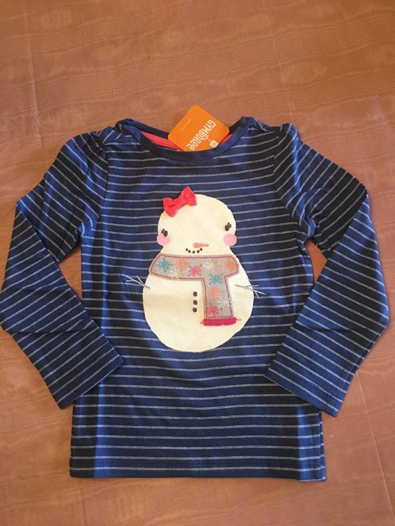 Haut à Manches Longues Gymboree COLOR HAPPY Imprimé Bonhomme De Neige - Taille 3T, Vert, Neuf Sans étiquette