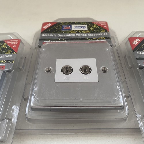 3 X PRESA TV CROMATA LUCIDA PIASTRA DA PARETE JOBLOT ARGENTO PIASTRA DA PARETE 2 BANDE FM - Foto 2 di 5