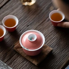 Porcelain Gaiwan Gift For Couple Lovers Ceramic Tureen Handpainted Covered Bowl