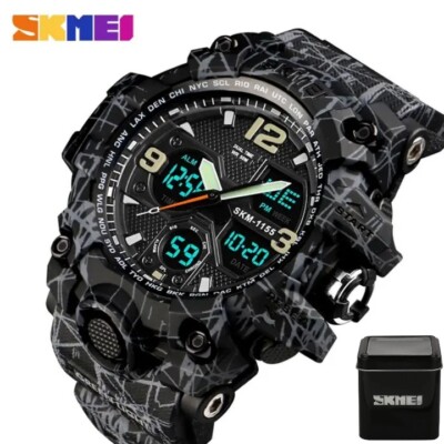 BIG DIAL DUAL TIME Herren Herren Digital & Analog 5atm Wasserdicht Uhren, BOXED