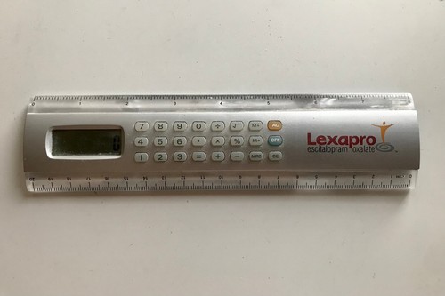Vintage Lexapro Werbung Werbelineal (8" / 20cm) und Taschenrechner