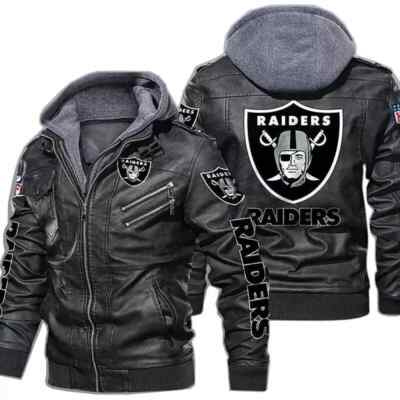 Las Vegas Raiders Men's Flight Biker Vintage Bomber Leather