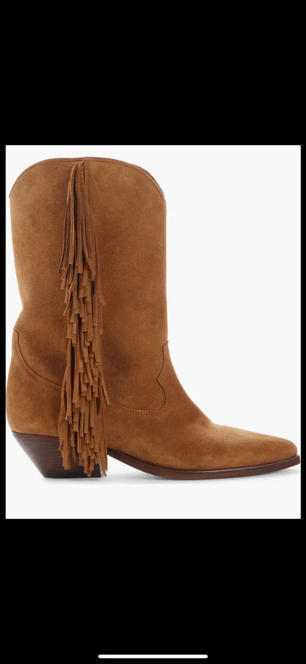 ~Isabel Marant*NUEVO*Duerto, botas occidentales de gamuza de coñac con flecos, talla: 40 / ee. uu.*10... Foto 3 de 4