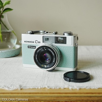  Serviced   Konica C35 flash matic 35mm Full Frame Film Camera From Japan