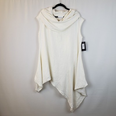 Bryn Walker Linen Top M NOA Tunic Sleeveless Cowl Neck Asymmetric Lagenlook USA 