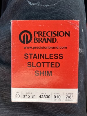 Precision Brand 42330 Slotted Shim, Stainless 3 x3  Qty-20 Per Pack