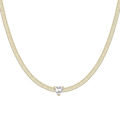 Luca Barra Damen Halskette Stahl Snake Gold Zirkonia Herz weiß _CK2254