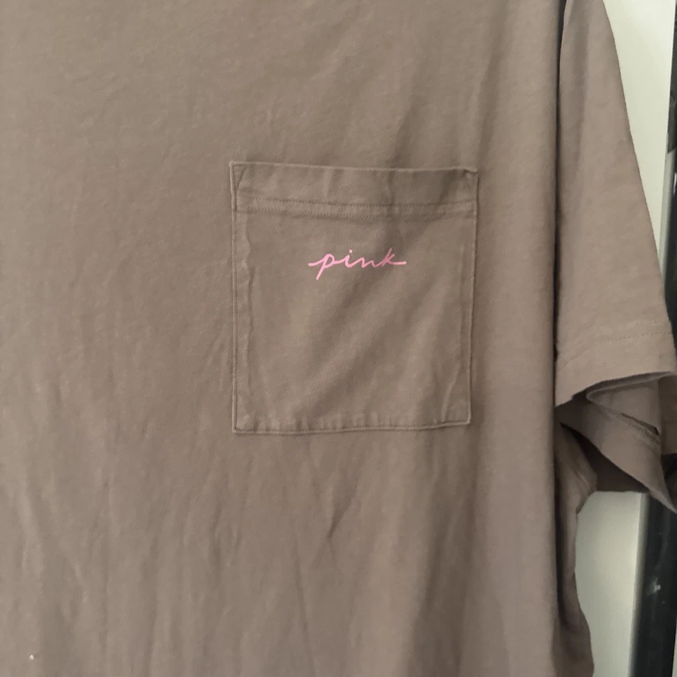 Victoria's Secret Camisa de Dormir Camisón Manga Corta Marrón Rosa XL De Gran Tamaño Foto 4 de 4