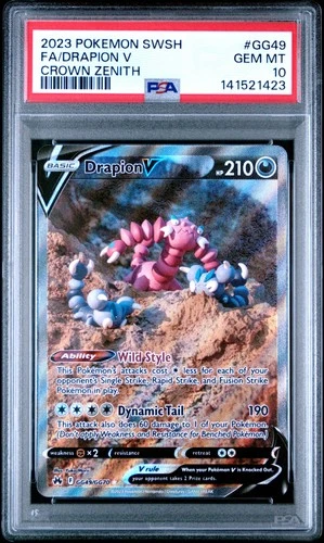 2023 POKEMON SWORD AND SHIELD CROWN ZENITH #GG49 FA/DRAPION V PSA 10